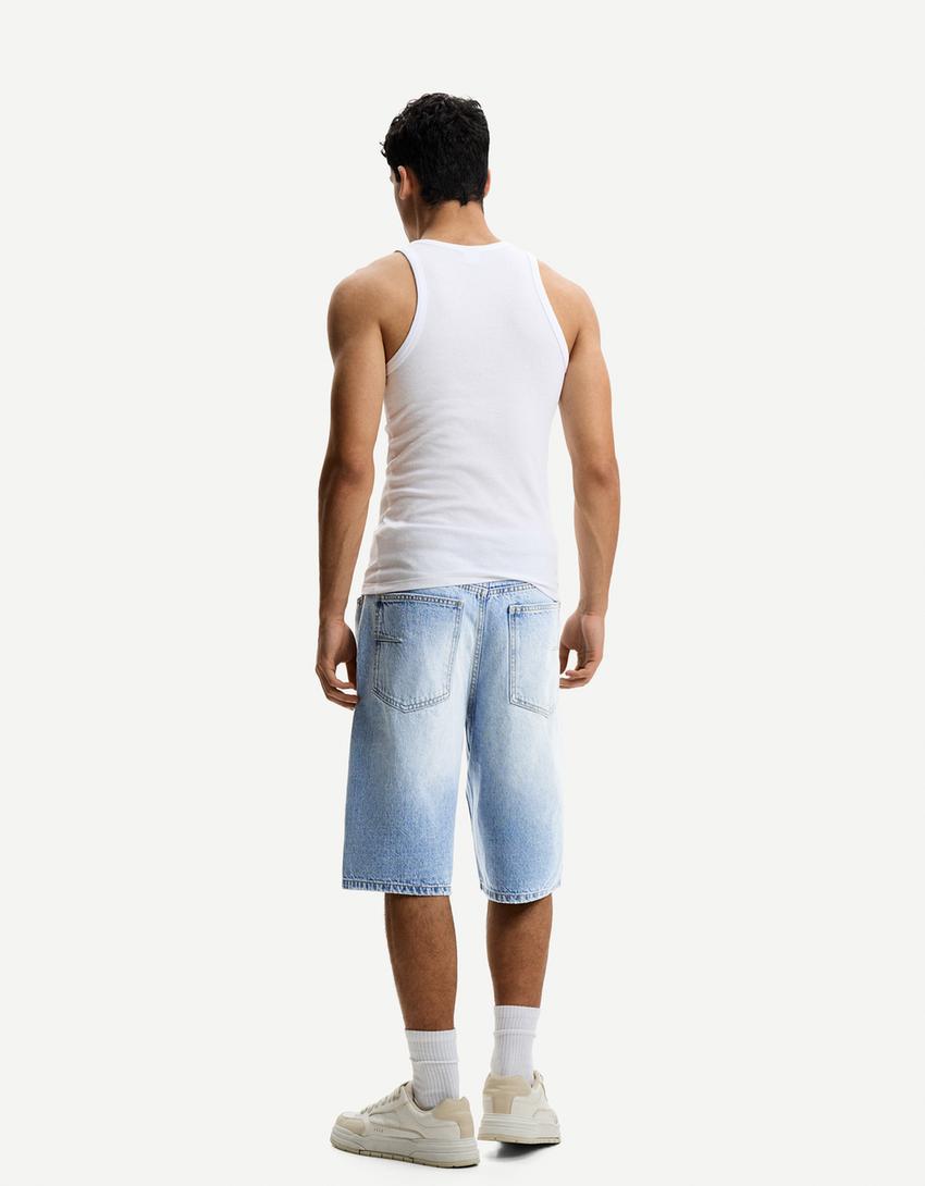 Baggy denim Bermuda shorts