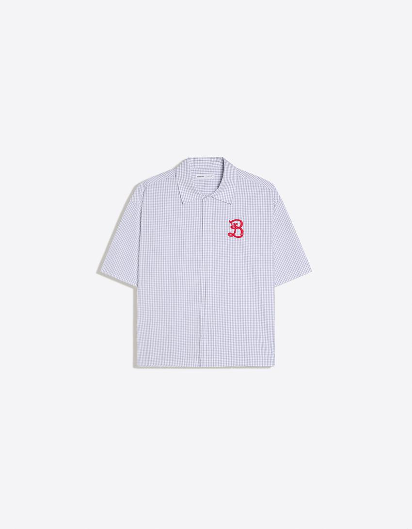 Embroidered short sleeve shirt-White