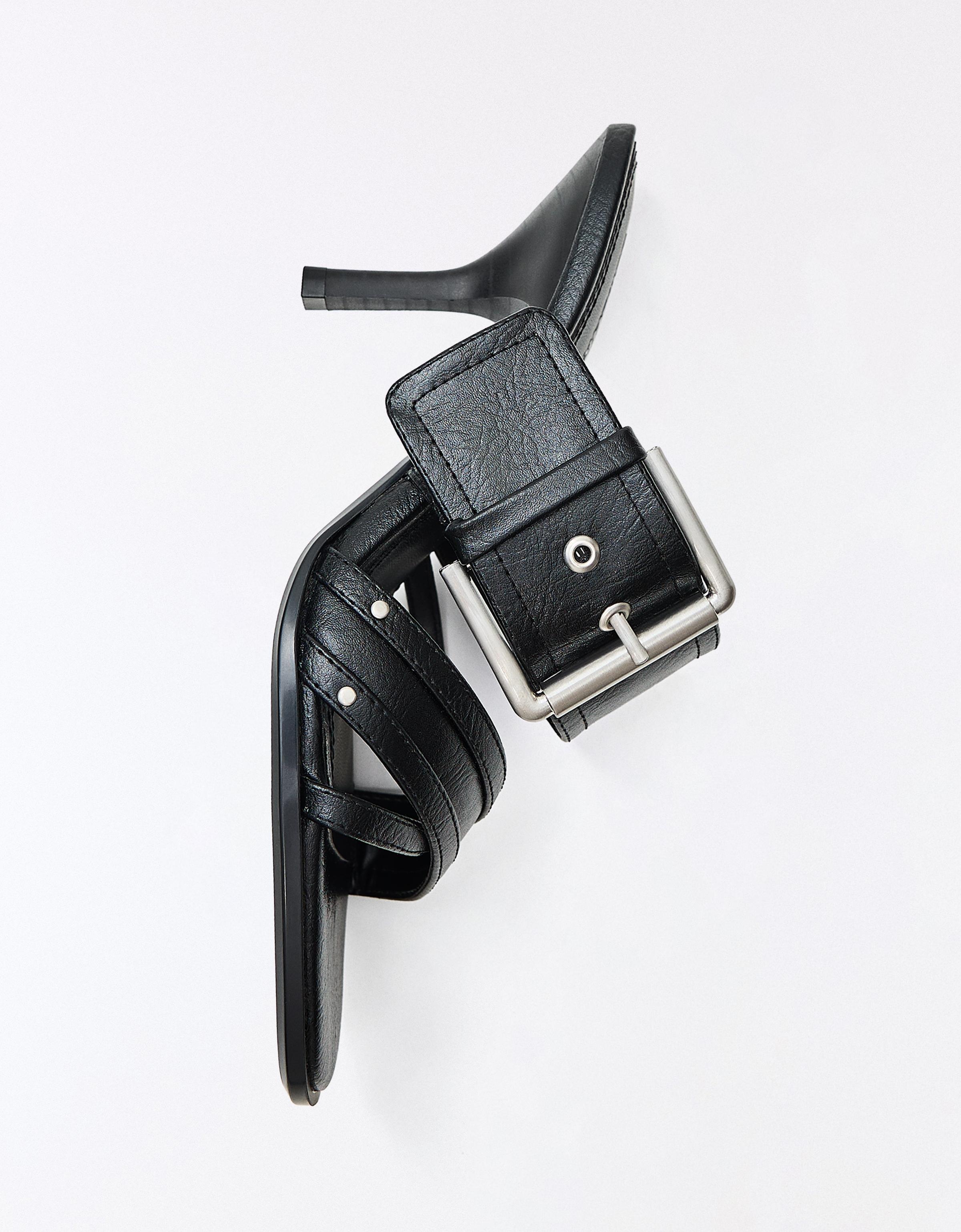 Buckled mule sandals — BLACK