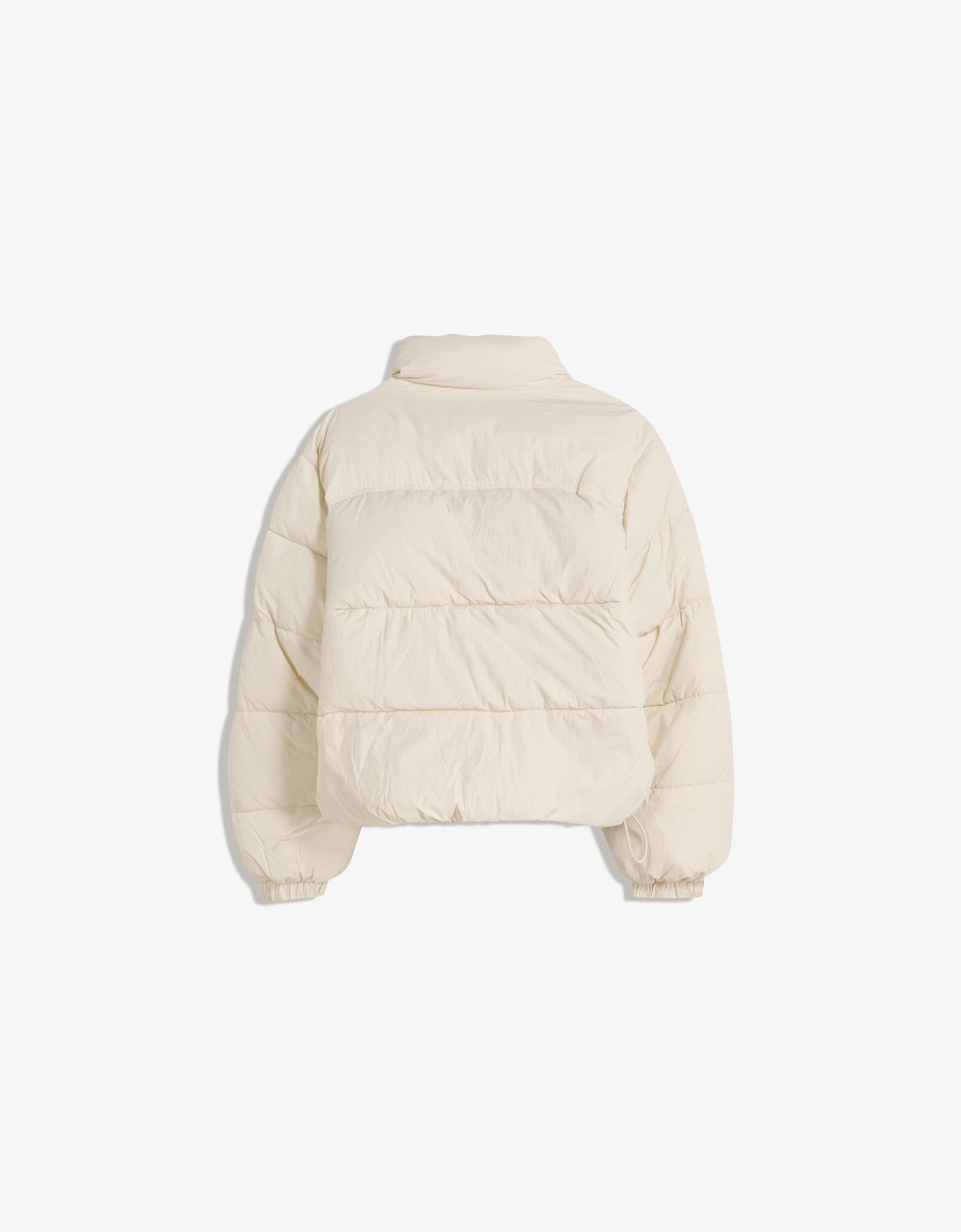 Padded funnel neck jacket — White