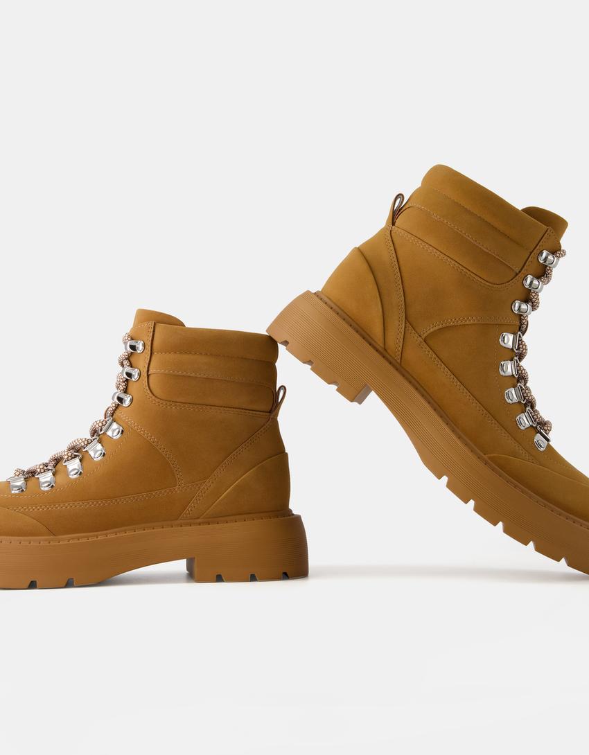 Bottines type randonnée tirants-Sable-3