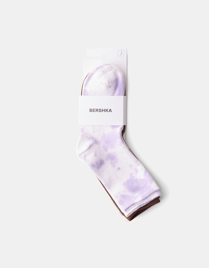 Pack de 3 pares de meias com tie dye-Marrom-4