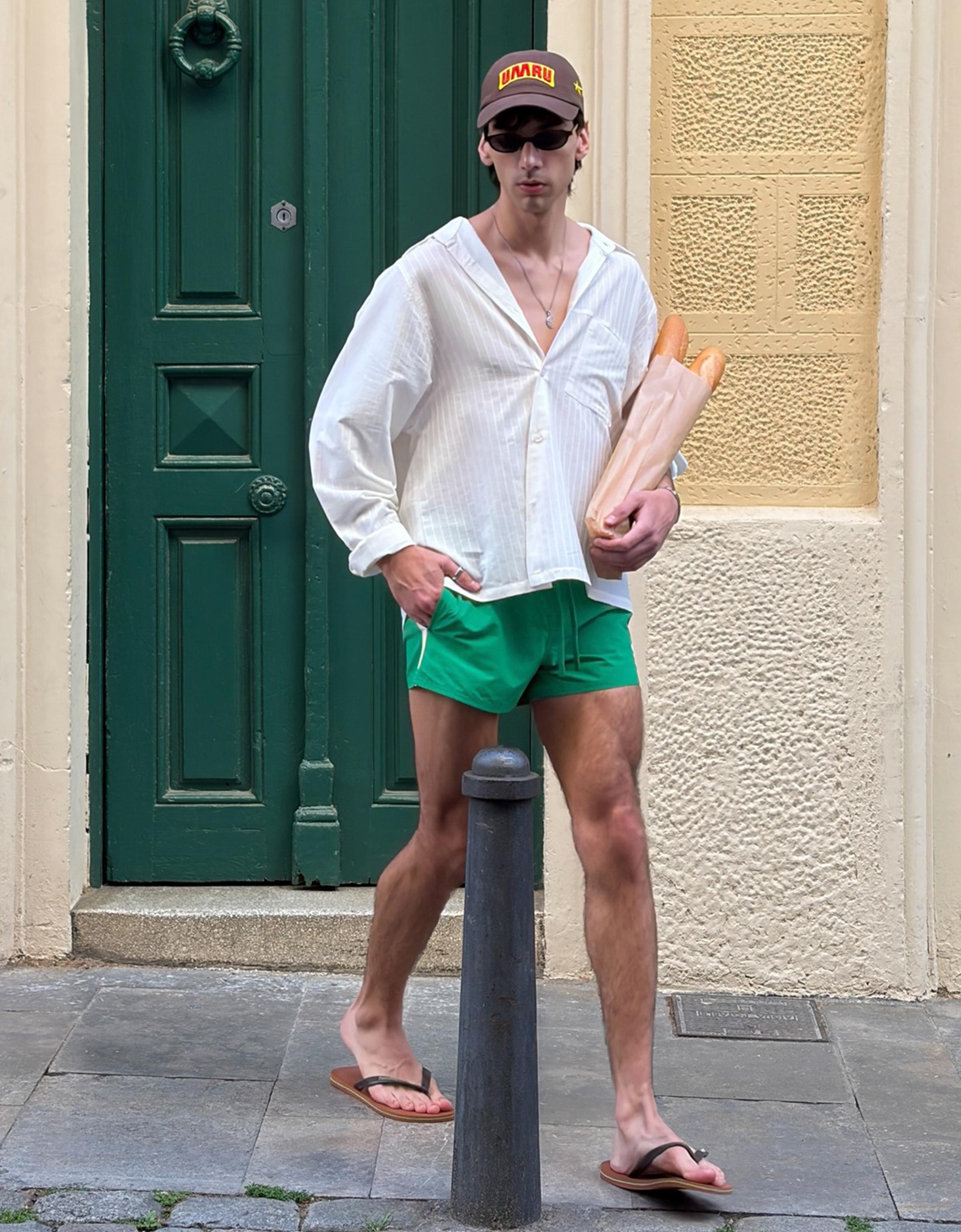 Retro short swim shorts — Green