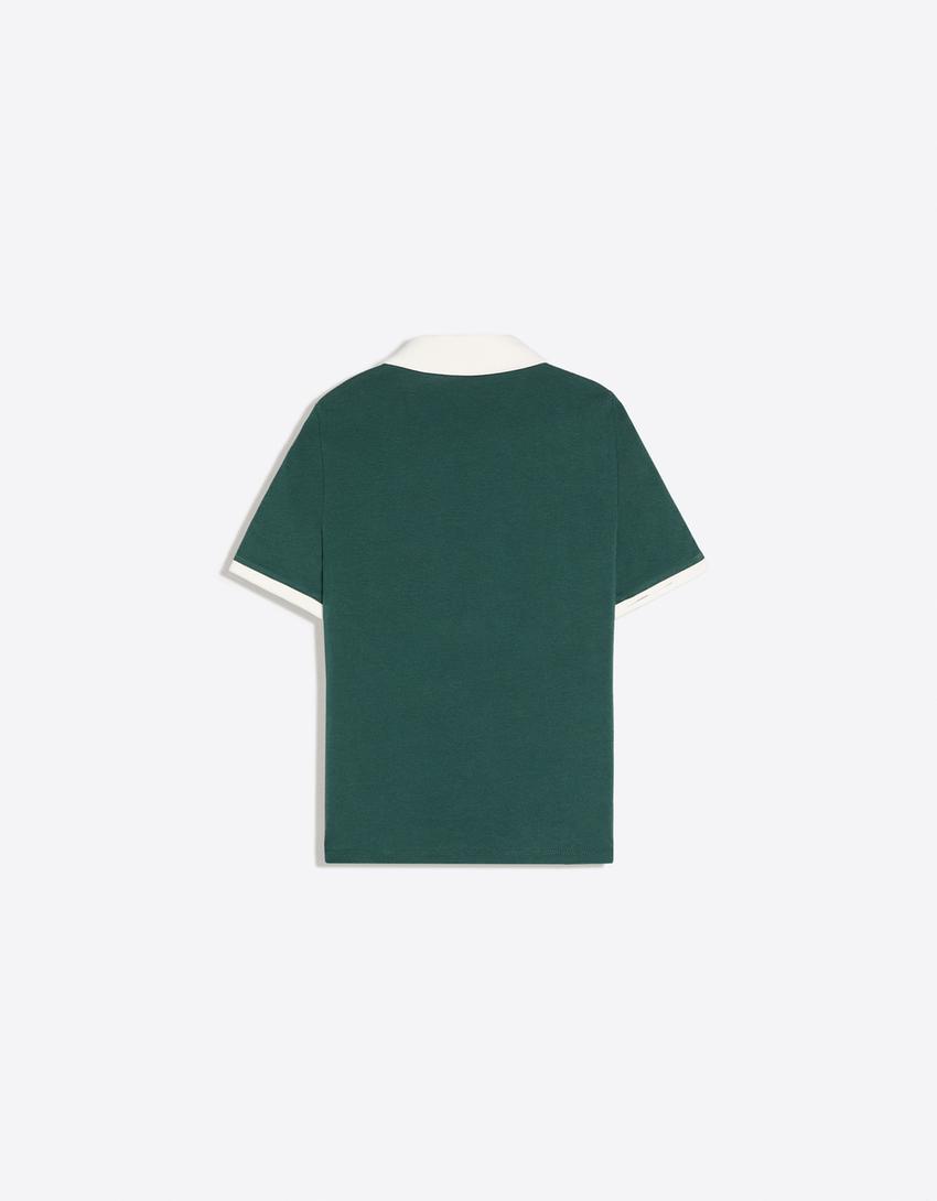 Polo manga corta print-Verde