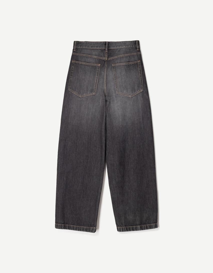 Jeansy super baggy-Ciemnoszary-1