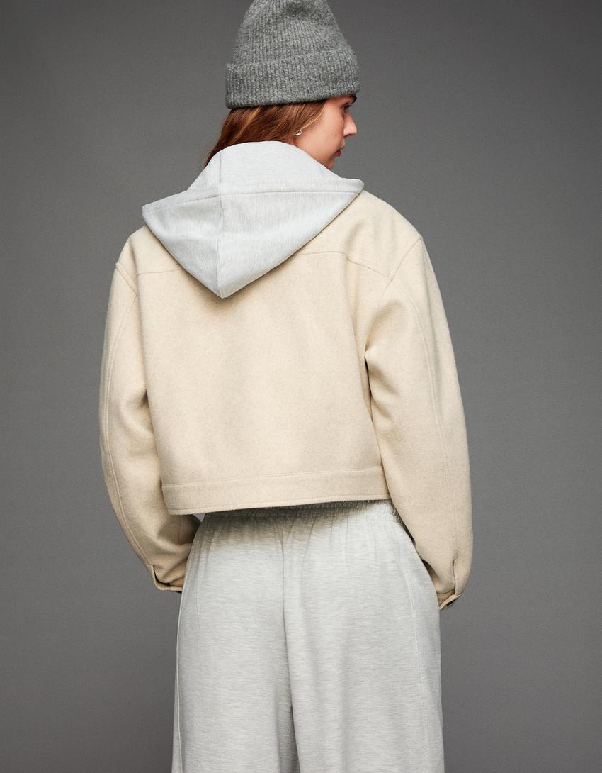 Soft felt texture jacket-Sand