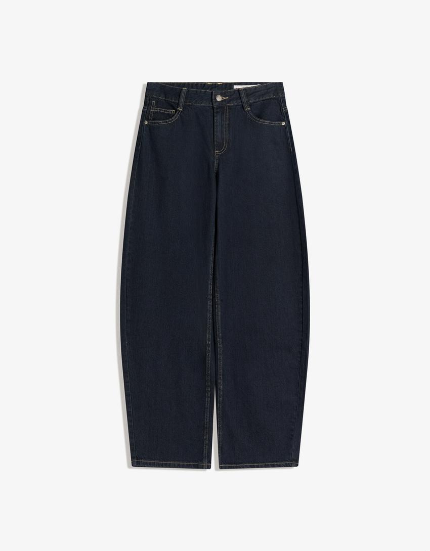 Baggy barrel jeans-Navy