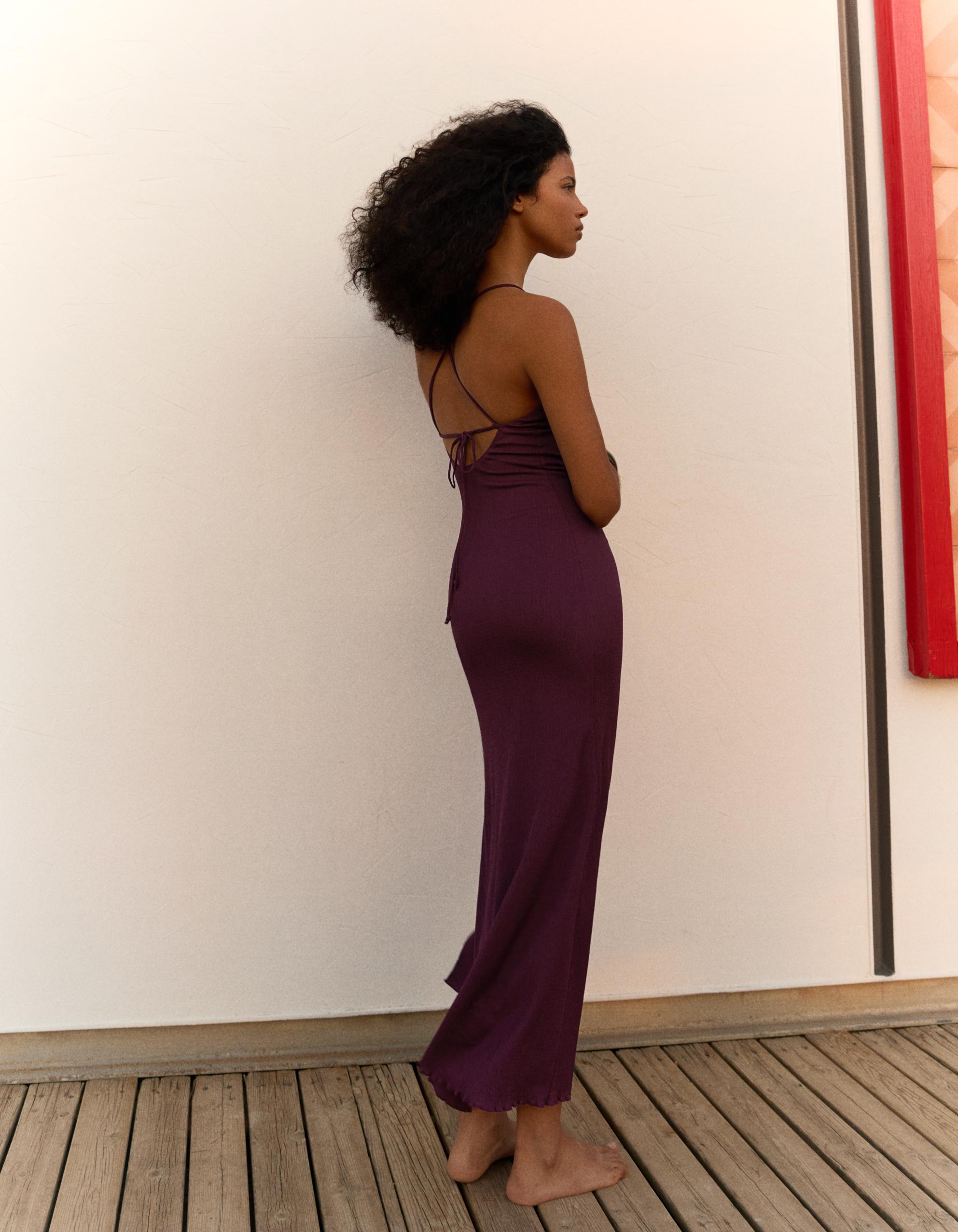 Rustic strappy midi dress — Violet