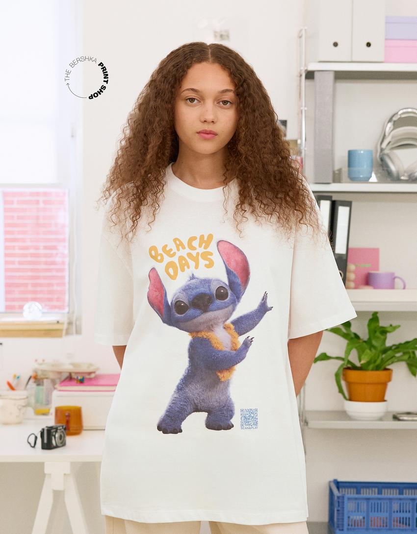 Koszulka Lilo & Stitch z krótkim rękawem Wearable Art-Biały-1