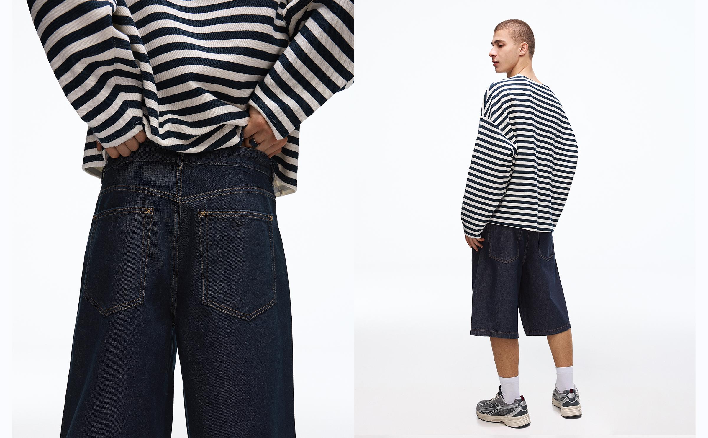 Baggy fit denim bermuda - Görsel 81