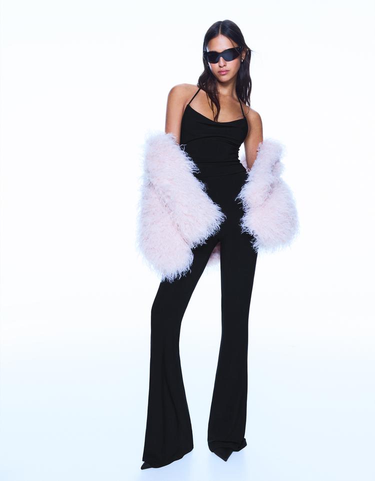 Long flared strappy jumpsuit