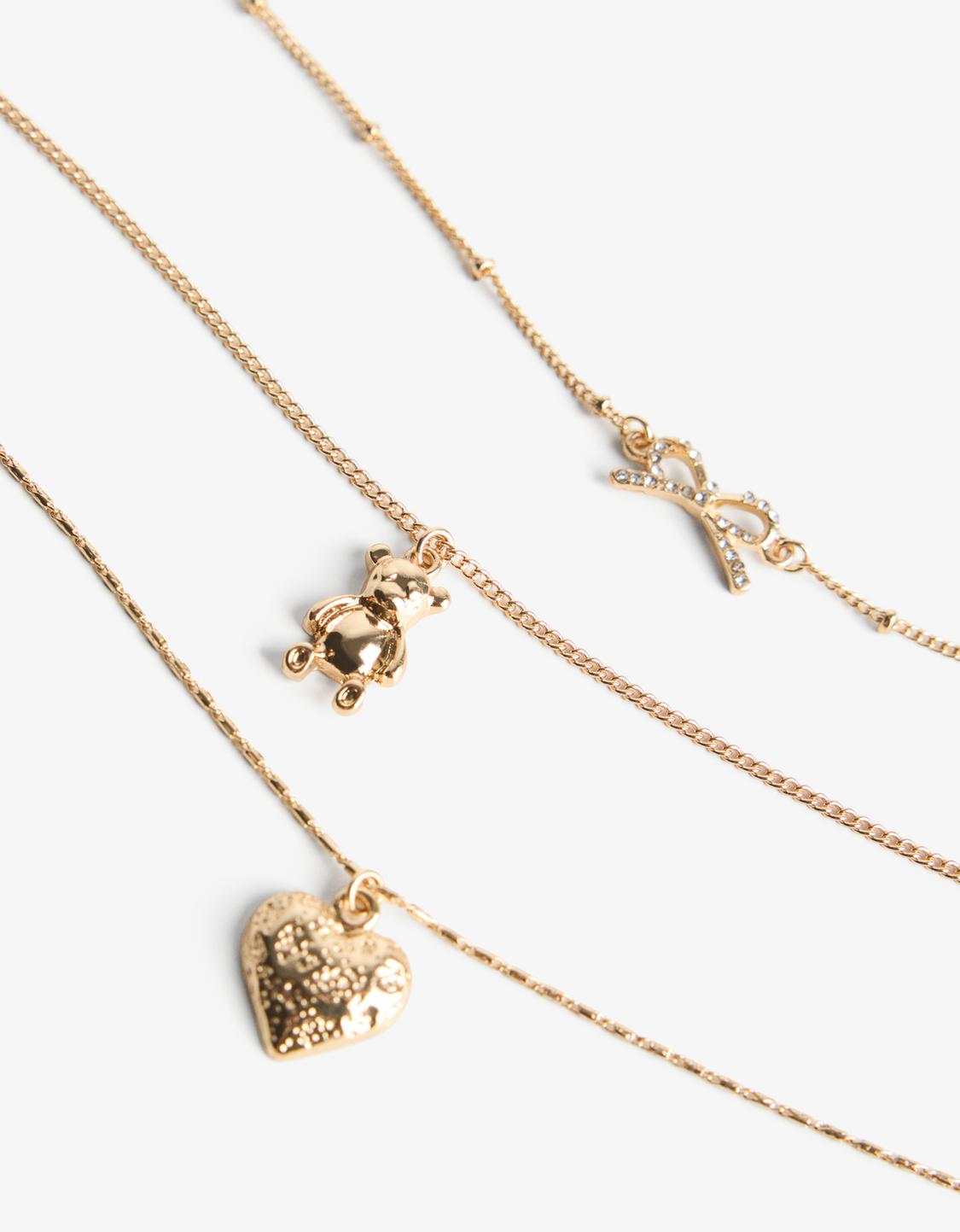 Pack of 3 bear necklaces