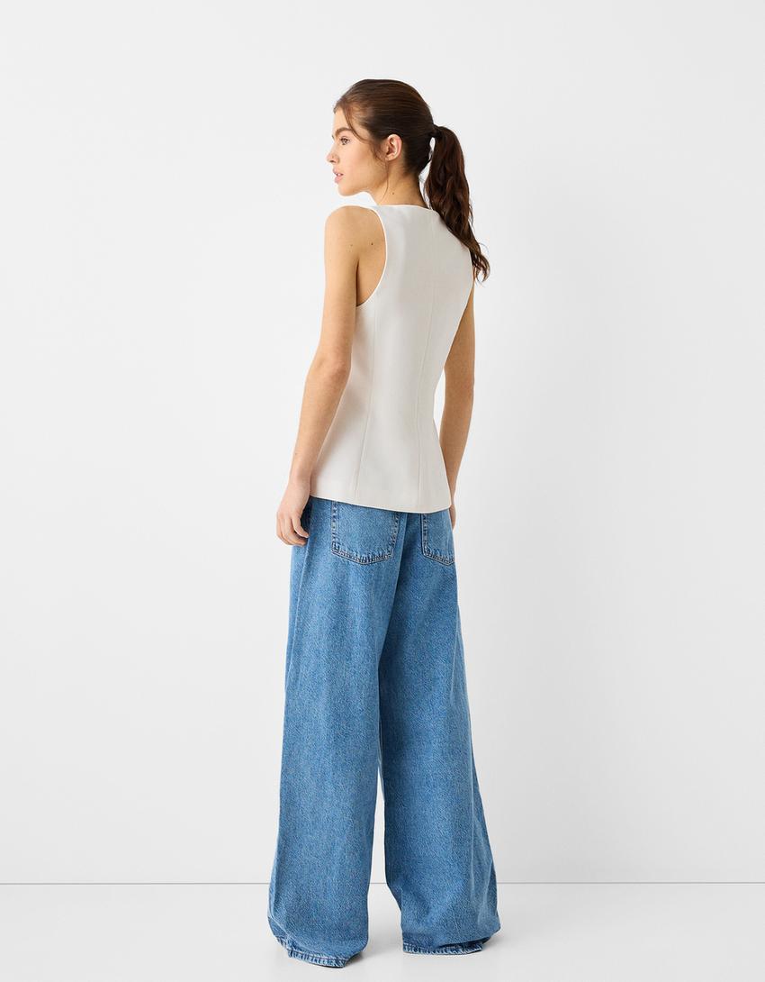 Long buttoned waistcoat-White-1