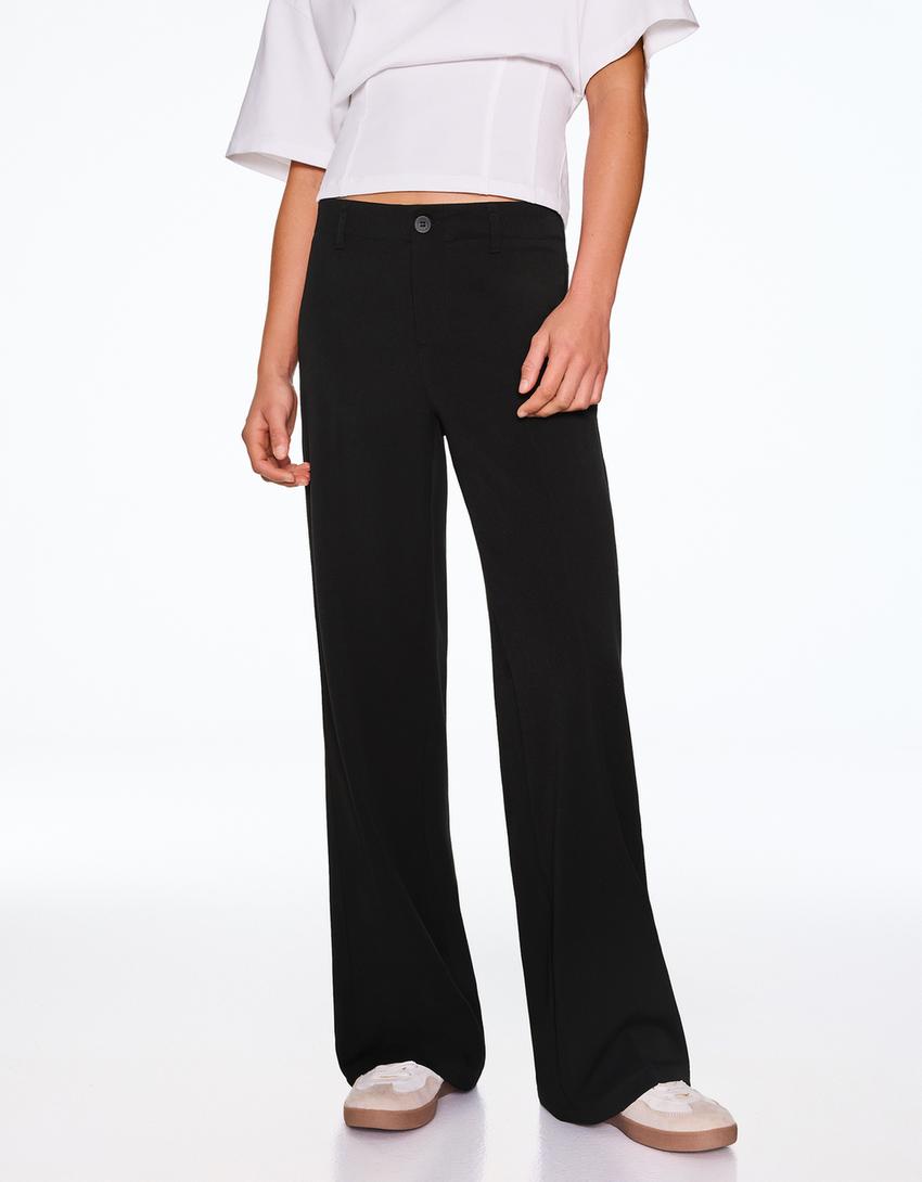 Pantalón wide leg-Negro