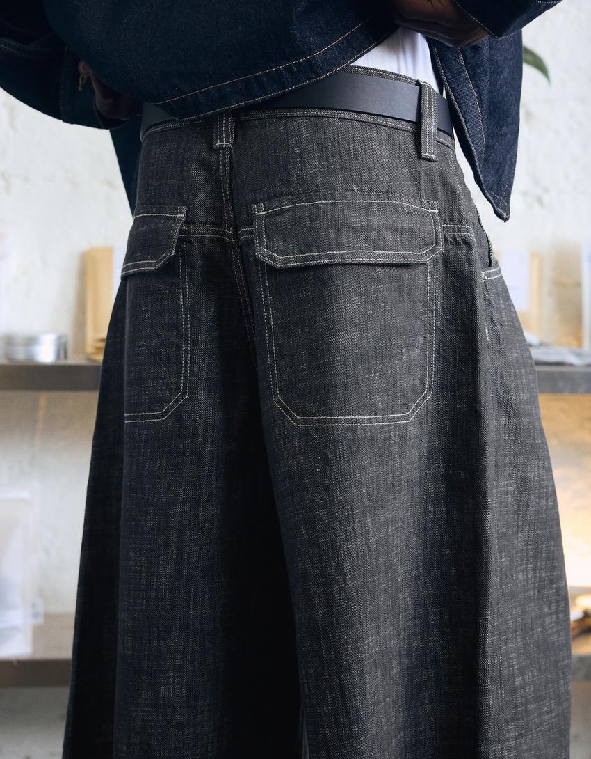 Denim Bermuda shorts-Navy