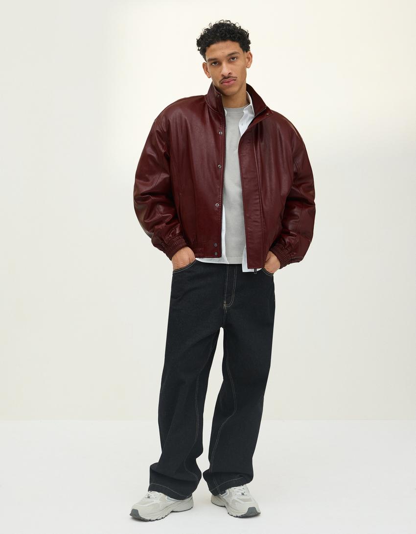 Jakna od veštačke kože-Bordo