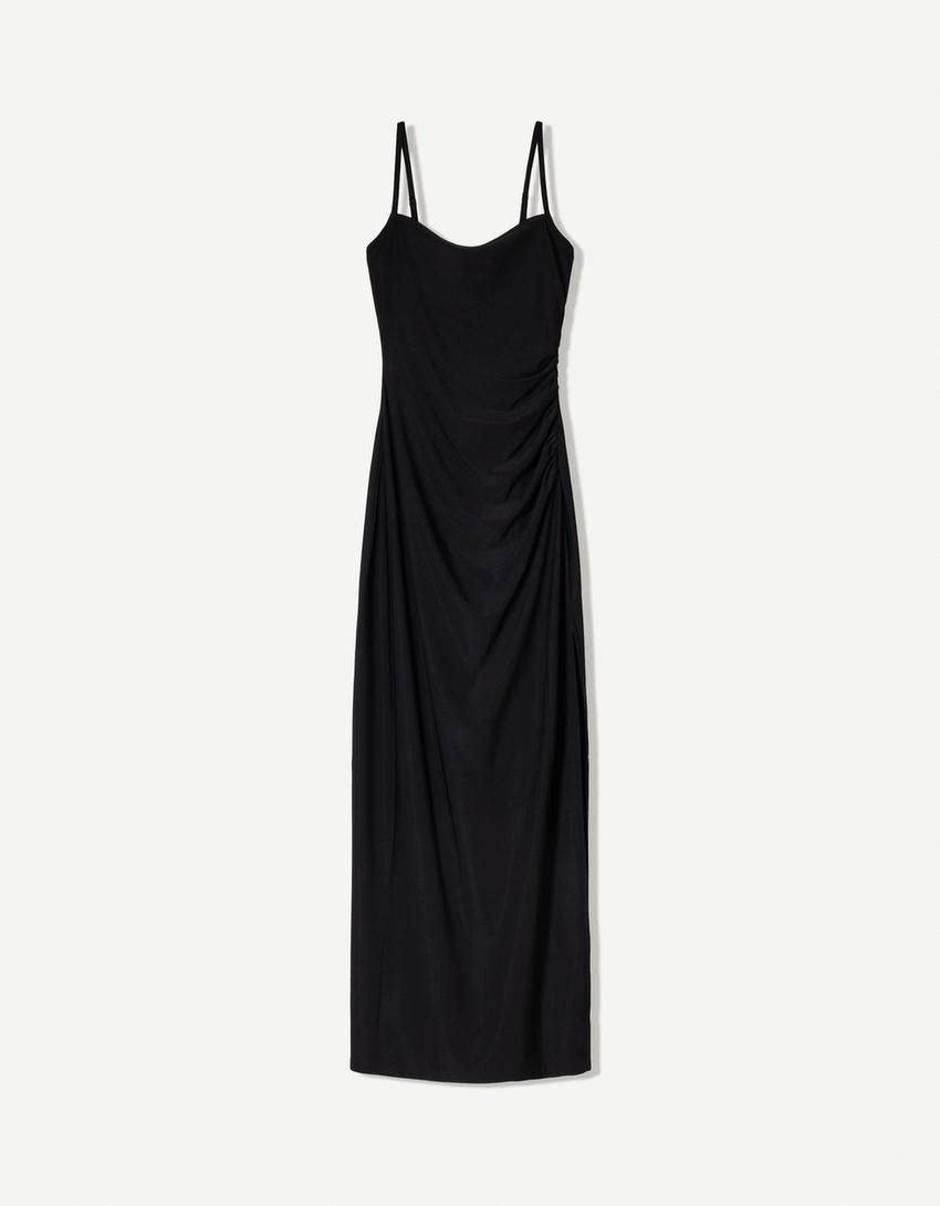 Vestido midi tirantes-Negro