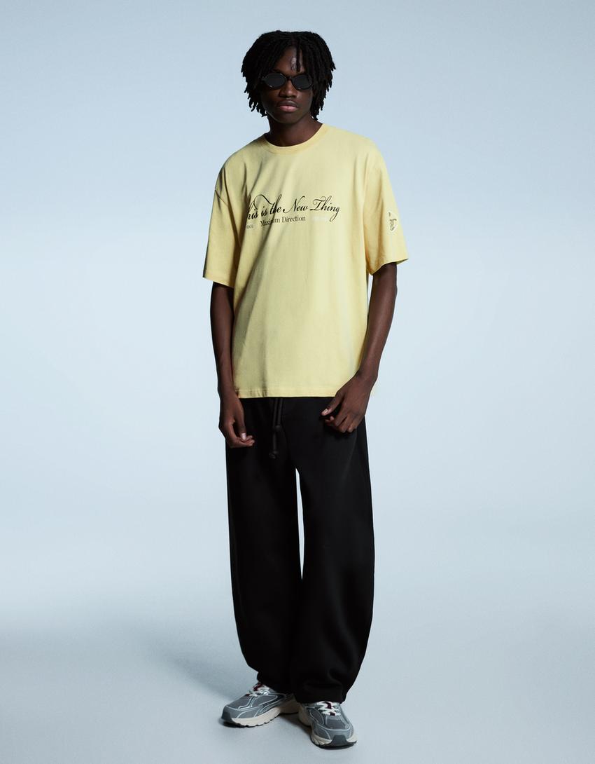 Short sleeve print T-shirt-Yellow