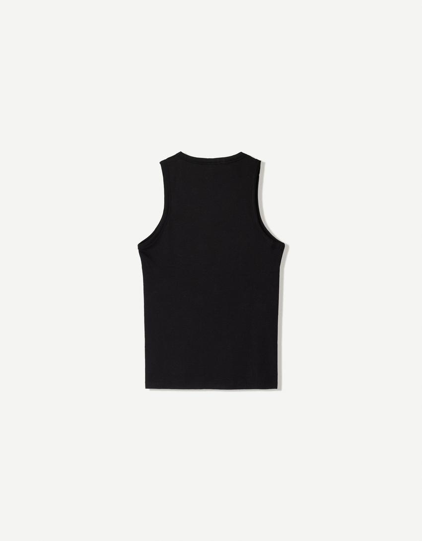 Ribbed vest top-Black
