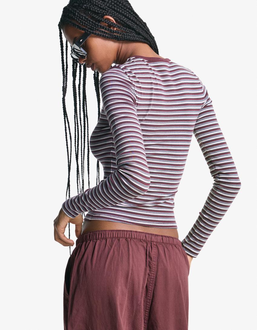 Long sleeve top-Burgundy