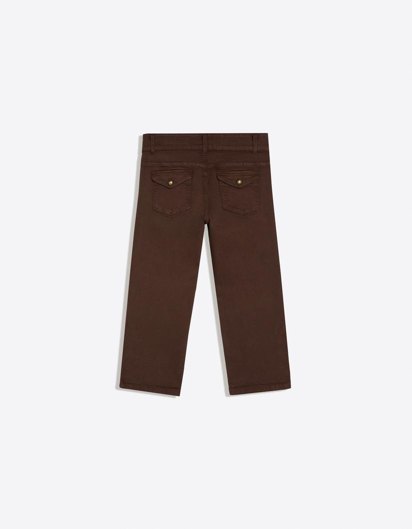 Buttoned capris-Brown