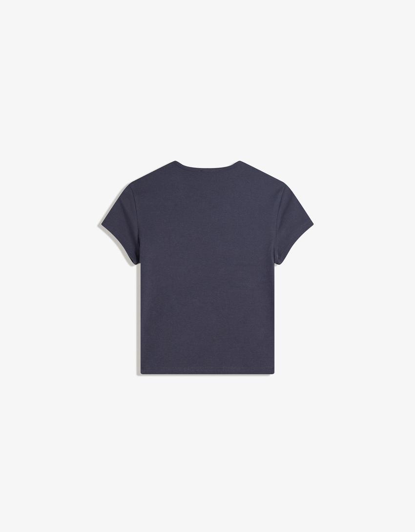 Camiseta manga corta print-Azul oscuro-4