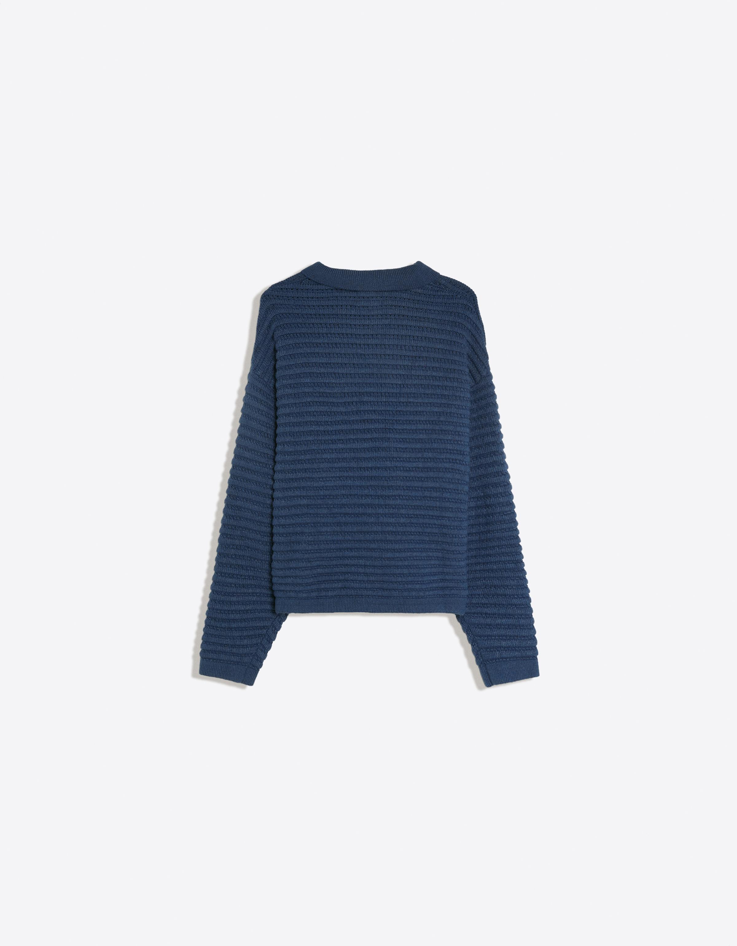 Bershka Polo yaka baskılı kazak görsel 4