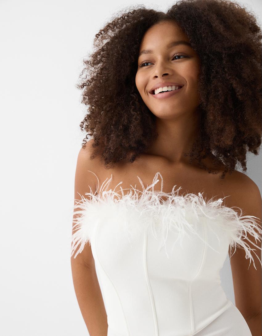 أفرول كورسيه بتفصيل ريش-أبيض مطفي-3