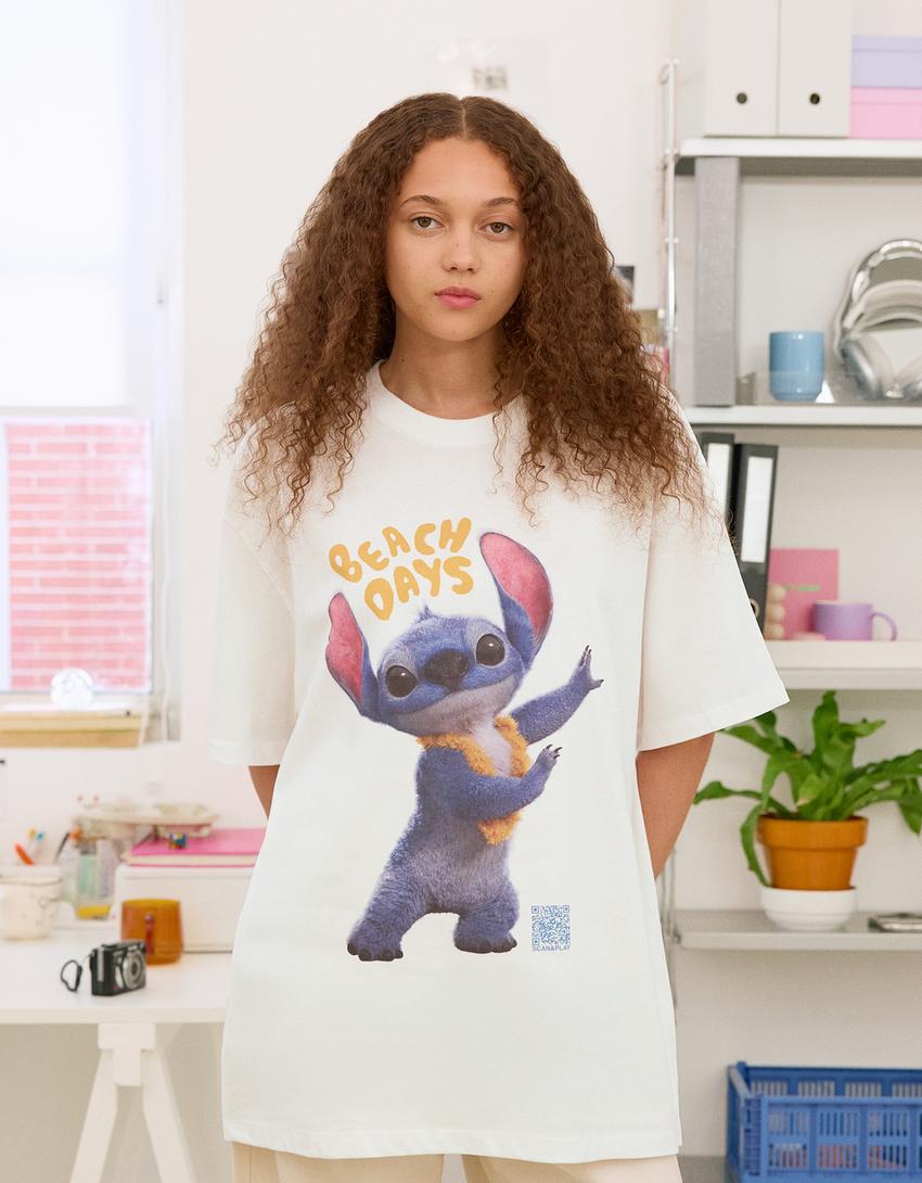 Tričko Lilo & Stitch a krátkými rukávy Wearable Art-Bílá-0