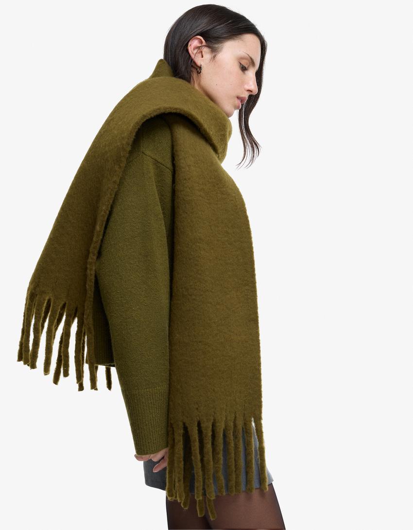 Solid-colored scarf-Khaki
