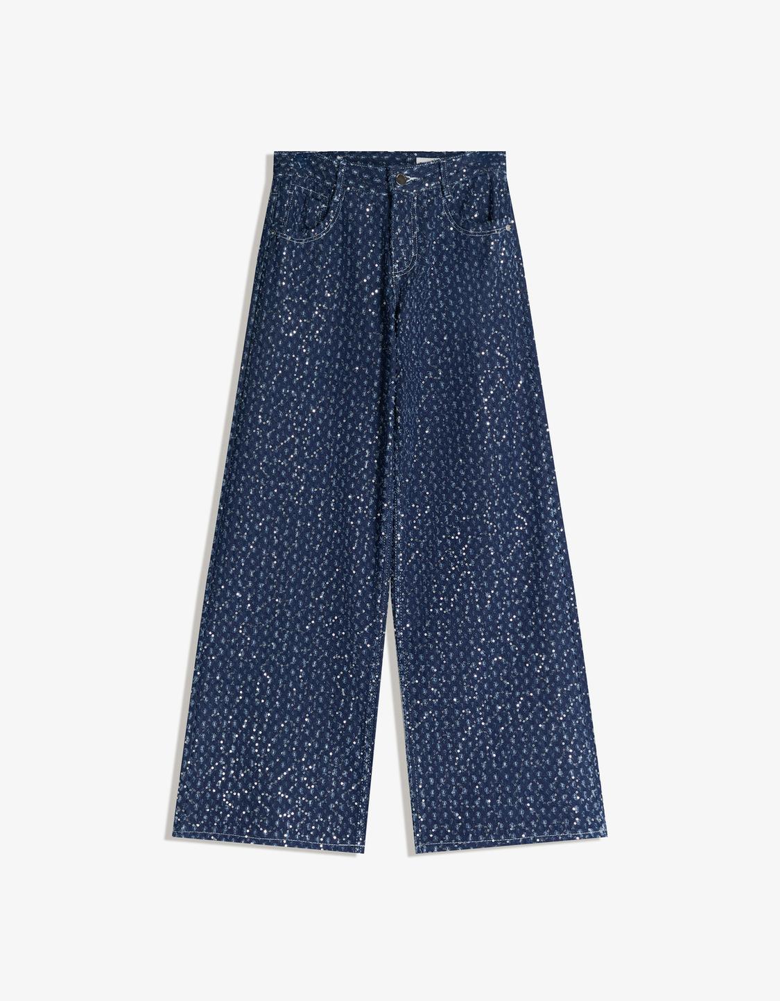 Sequinned wide-leg jeans