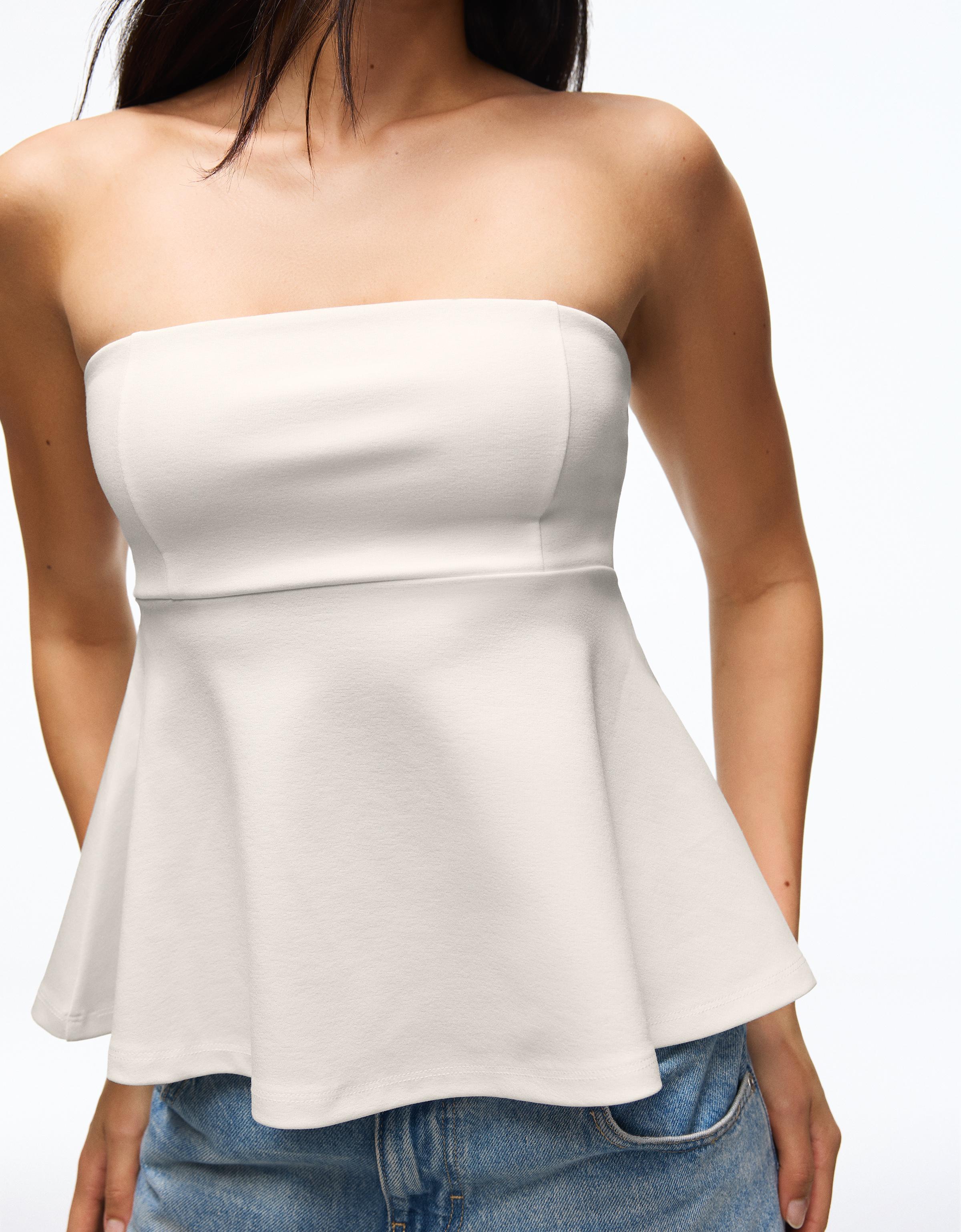 Peplum bandeau top — Off white