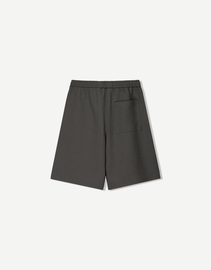 Bermuda jogger tailored fit-Grigio scuro-4