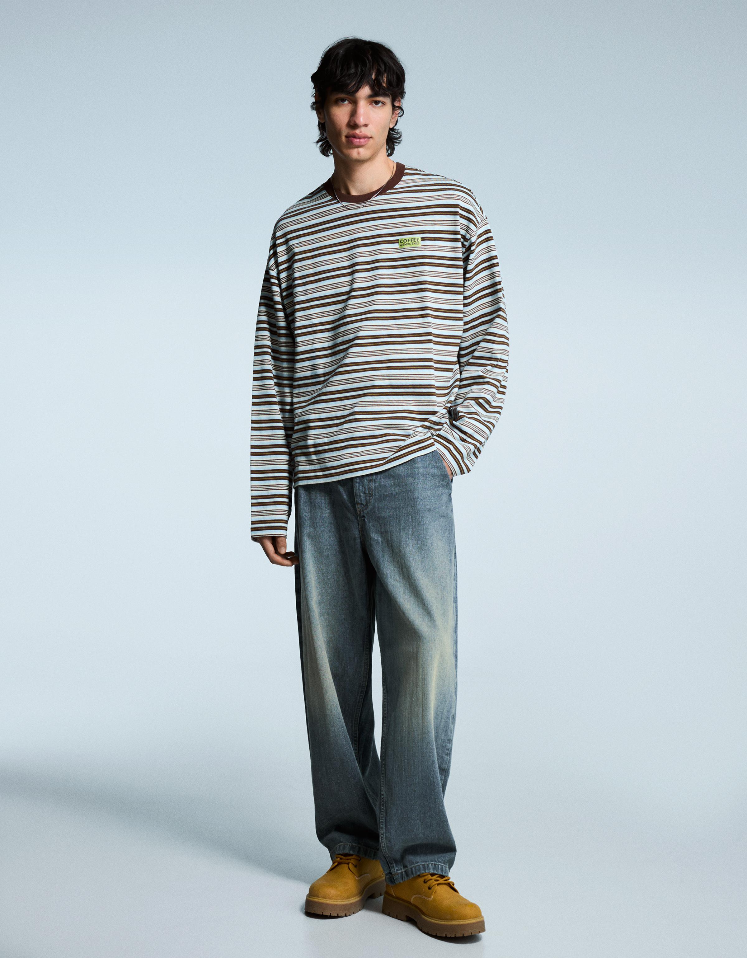 Bershka Skater-Jeans Herren 34 Ausgewaschenes Blau