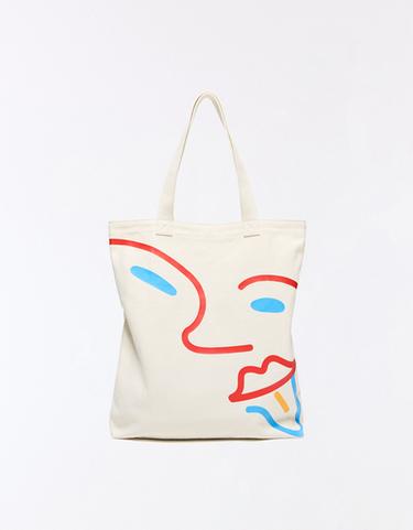 JUN IONEDA print tote bag — Cream 2