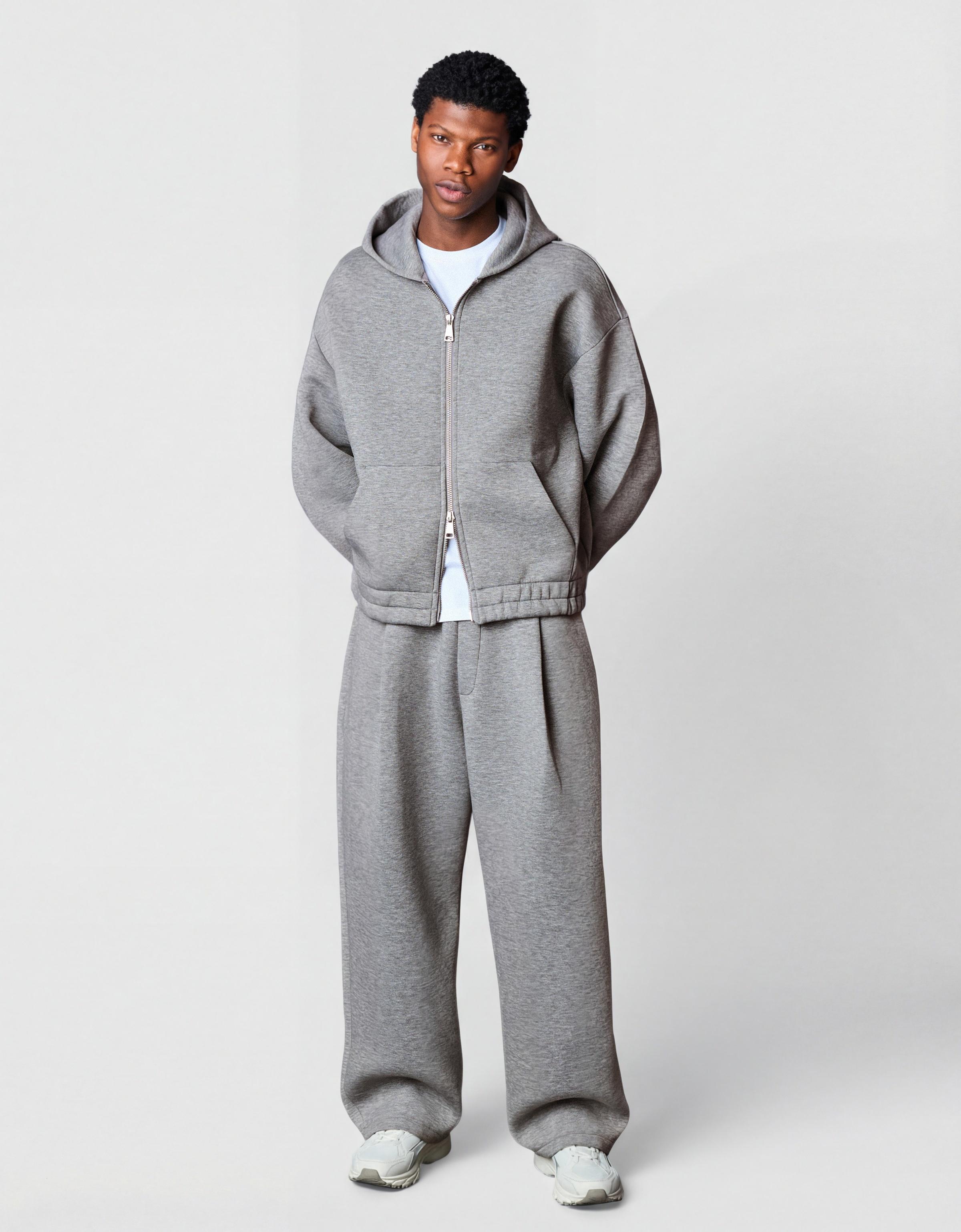 Fermuarlı sentetik kauçuk kumaş kapüşonlu sweatshirt - Görsel 28