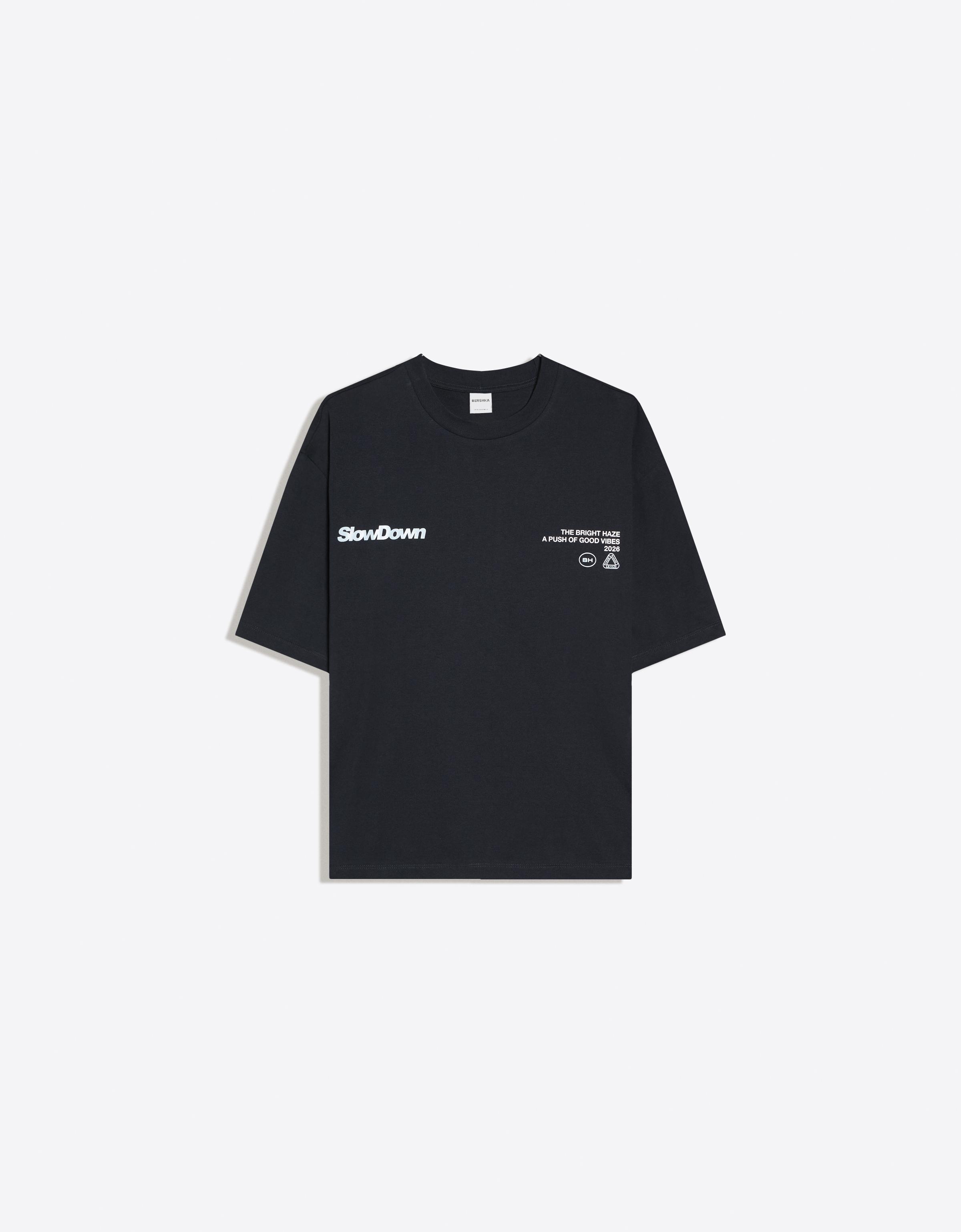 Bershka Boxy fit street yazılı t-shirt görsel 3