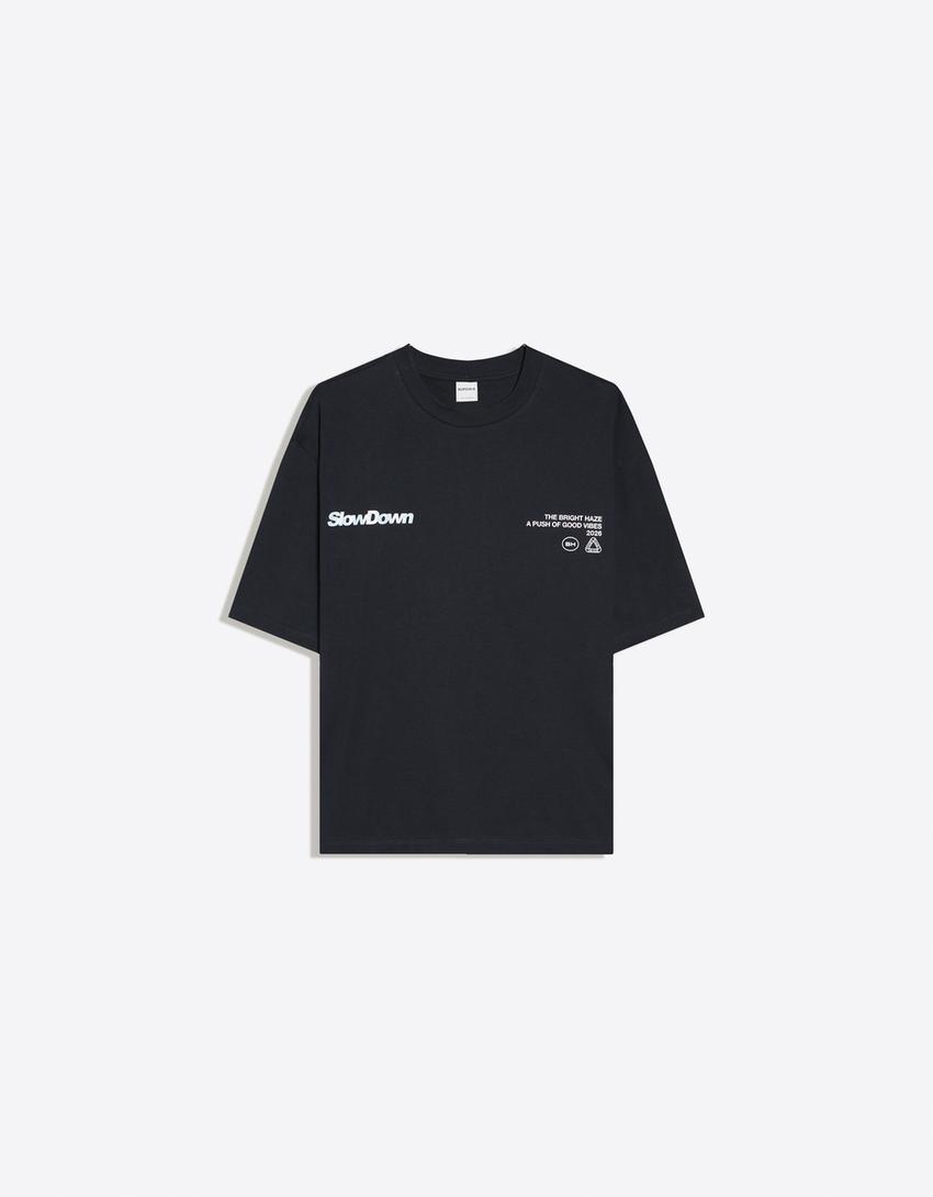 T-shirt Boxy fit street lettering-Marine