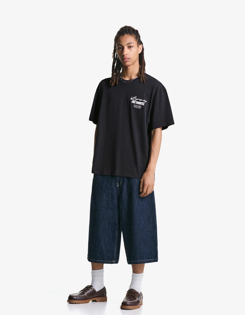 T-shirt manches courtes imprimé-Noir-3