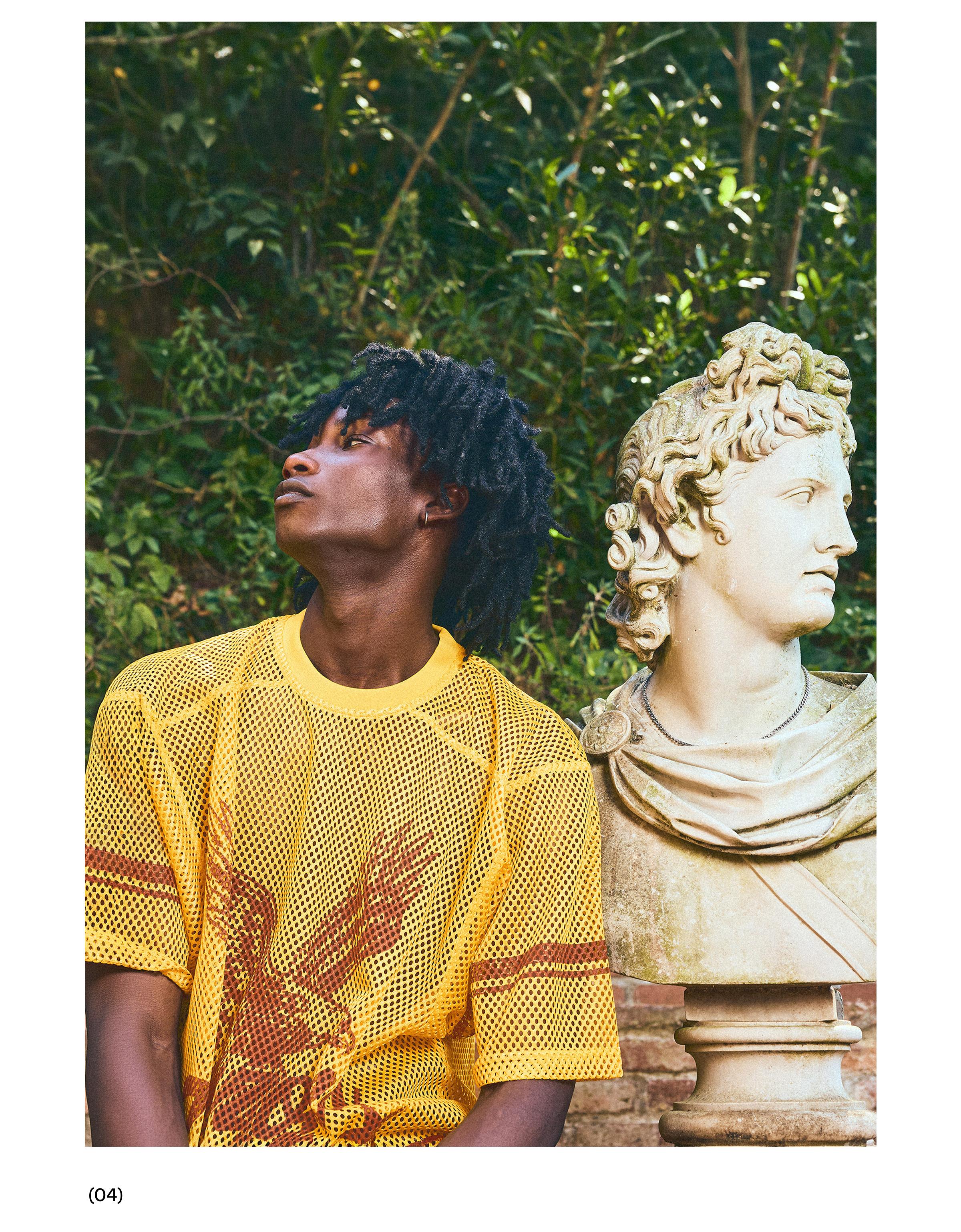 Boxy fit mesh print T-shirt — Yellow