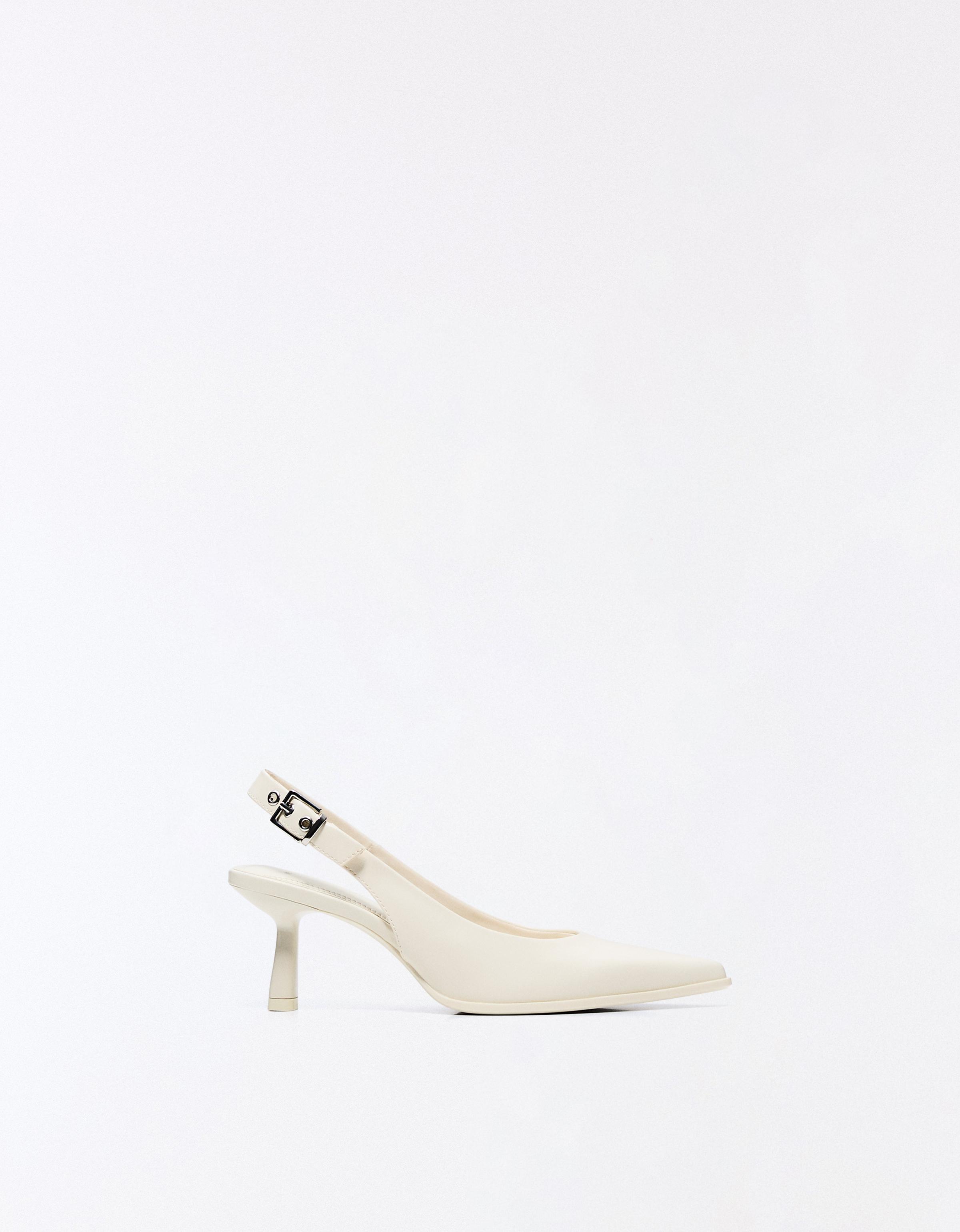Zapato Tacón Kitten Destalonado Mujer 37 Crudo