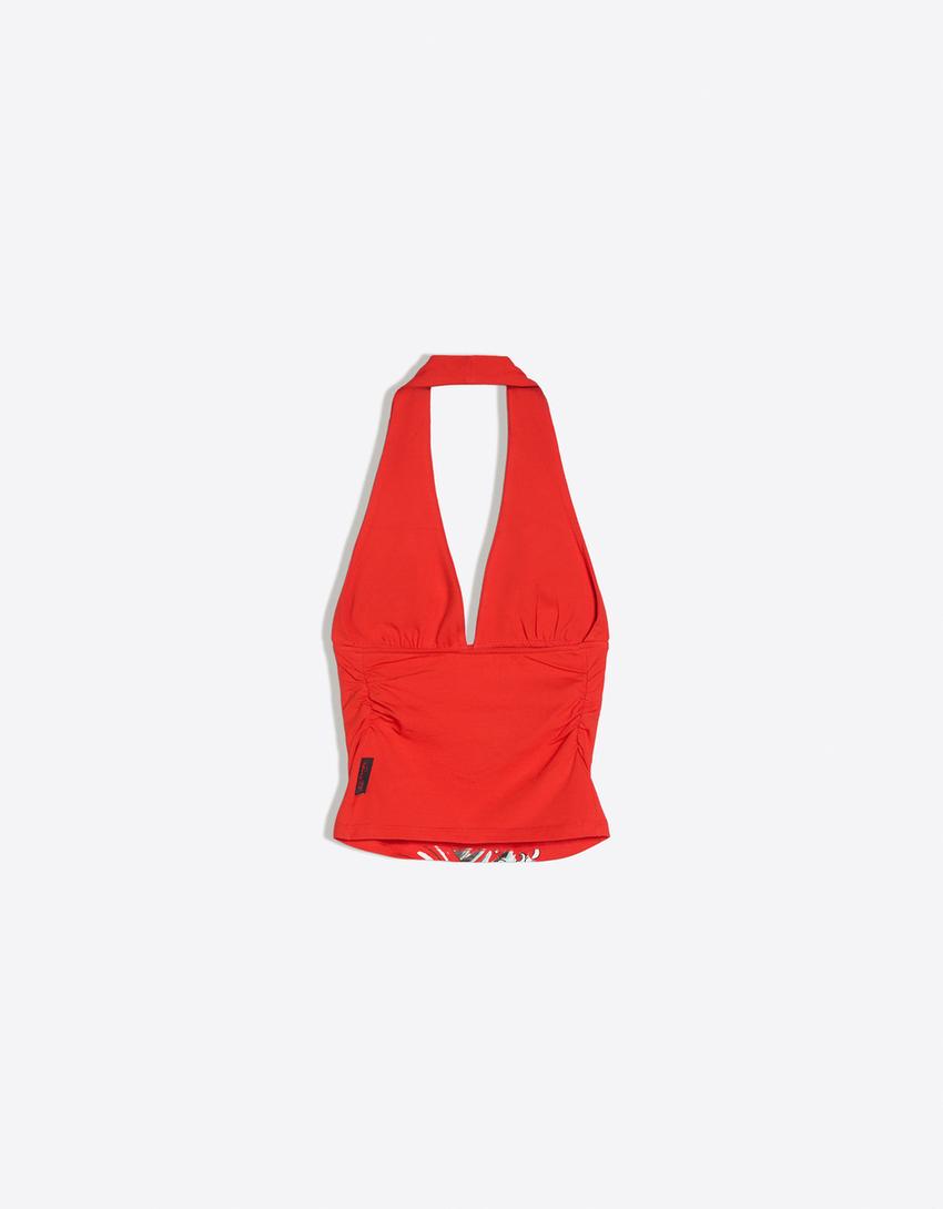 ED HARDY X BERSHKA halter top-Red
