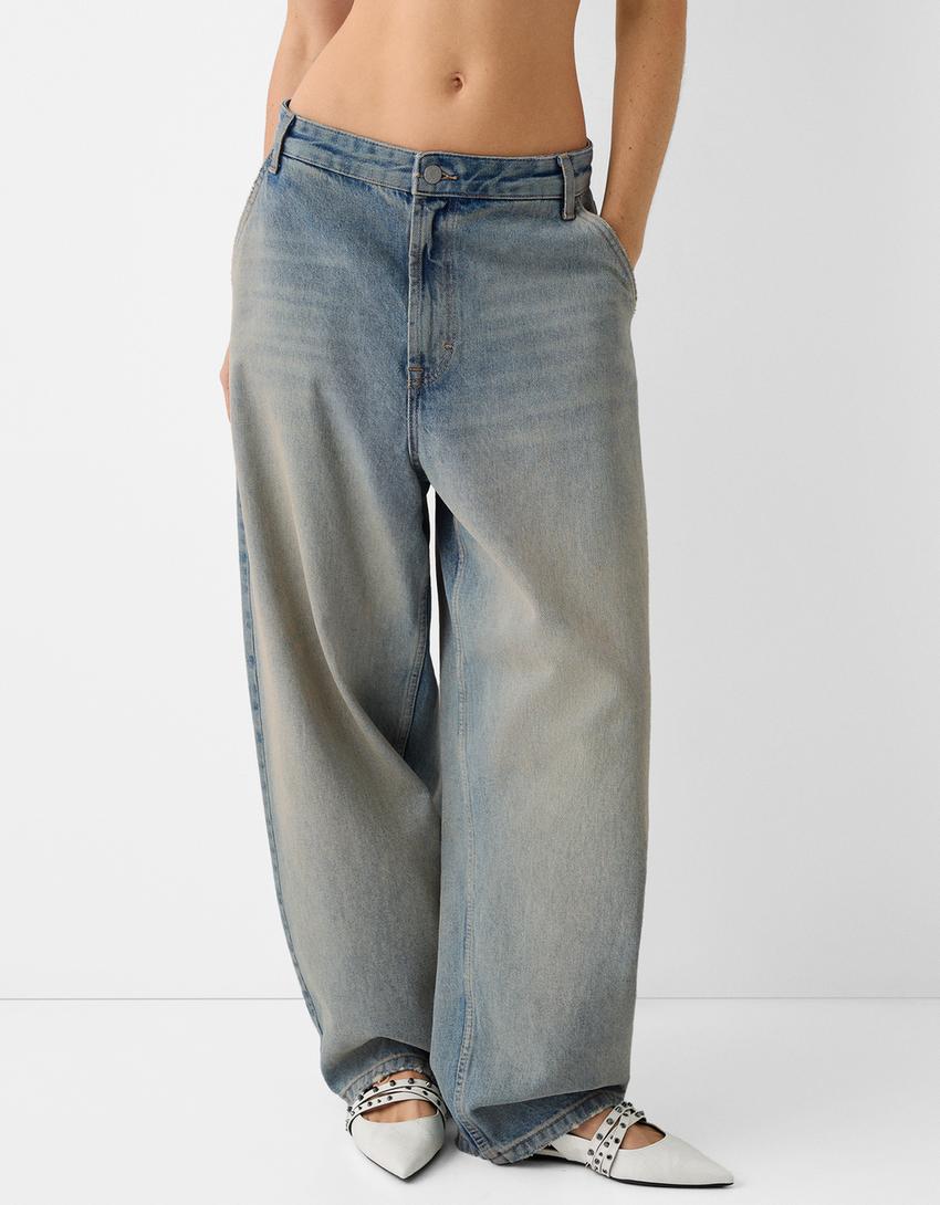 Jeans skater fit efeito lavado-Azul lavado-1