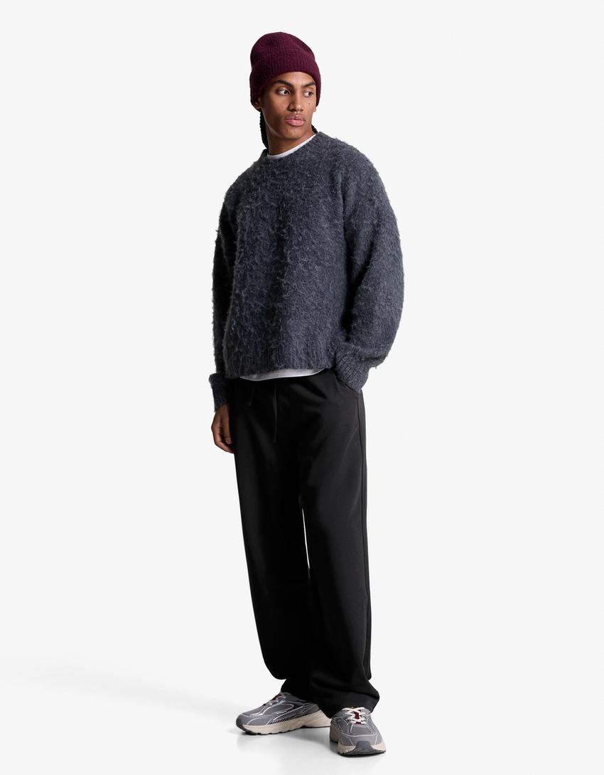 Pantalon straight fit jogger fit tailoring-Noir