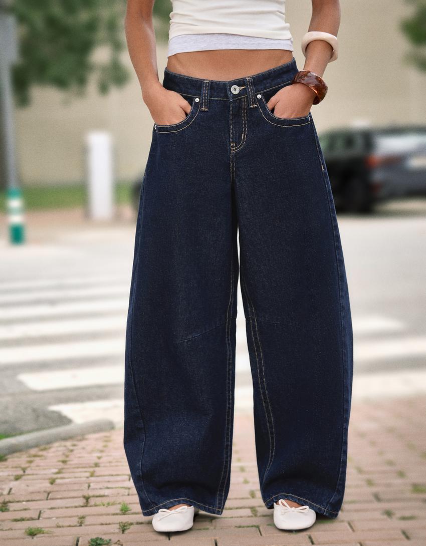 Slouchy low-rise jeans-Navy