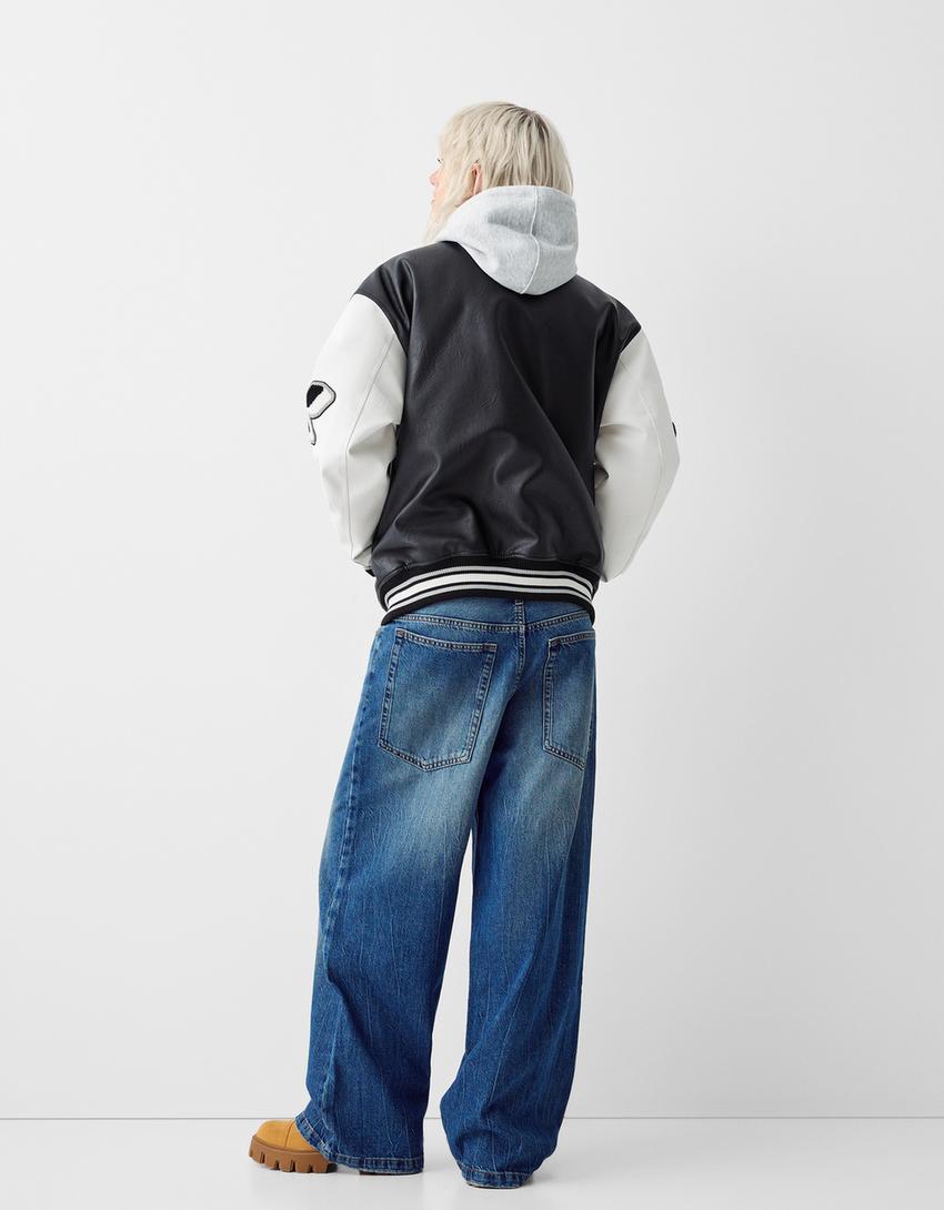 Casaco bomber polipele varsity-Preto-1