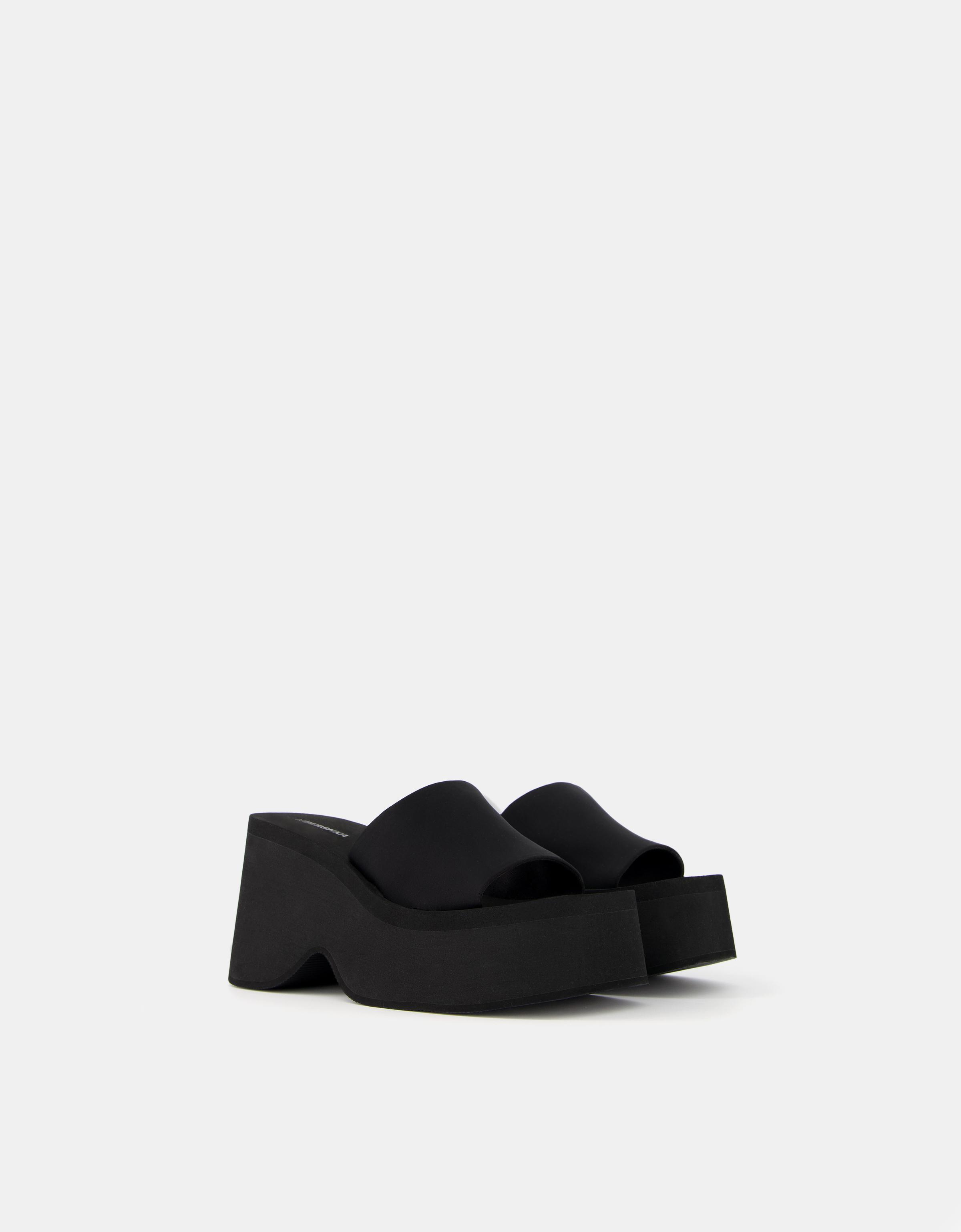 Bershka Pantoletten Mit Plateau Damen 41 Schwarz