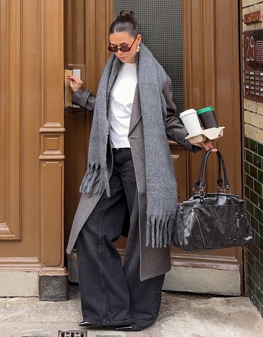 Solid-coloured scarf-Grey