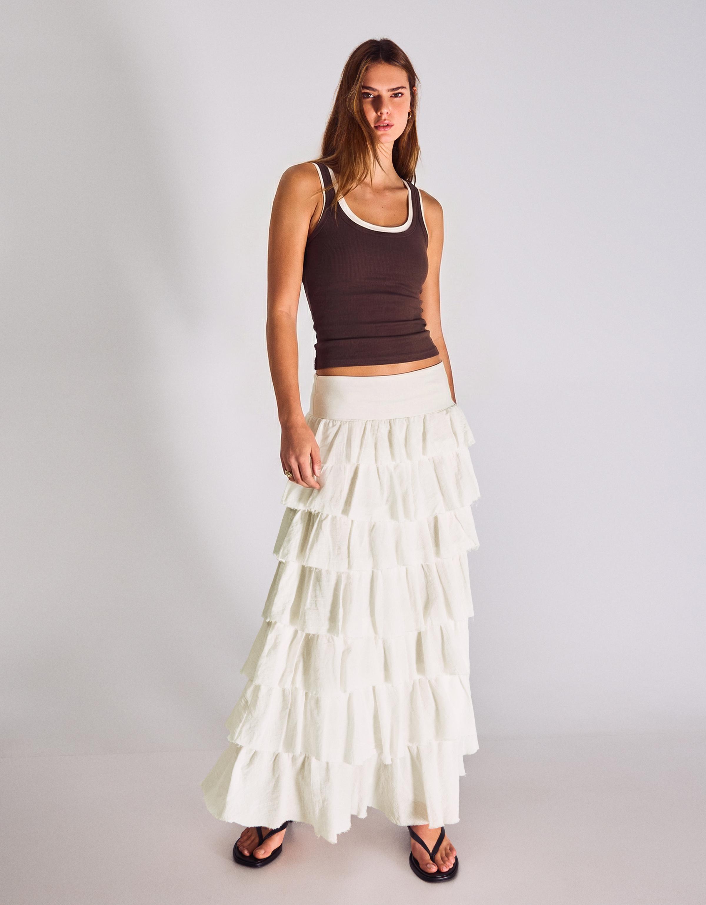 Volanlı rustik midi etek - Görsel 23