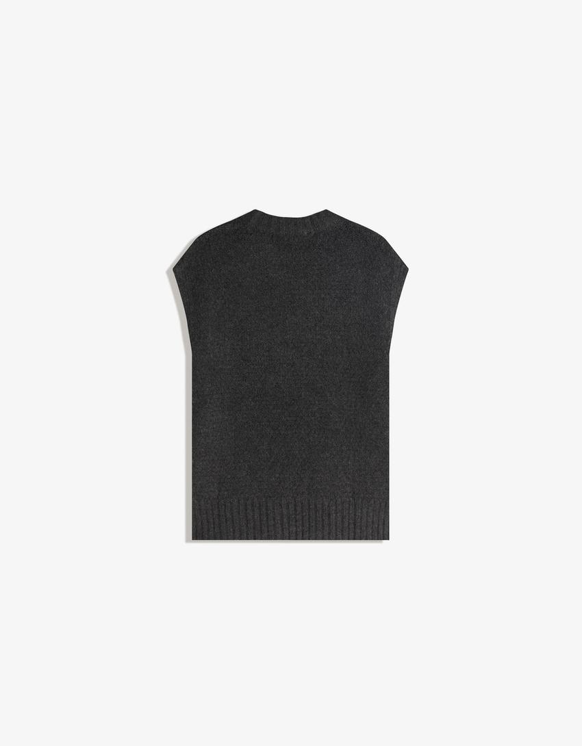 Chaleco punto oversize trenzado-Gris oscuro
